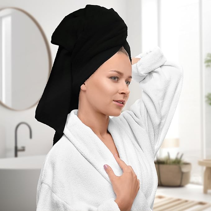 Avalon Towels Luxury 8 Piece Black Towels Set, 2 Bath Towels, 2 Hand Towels and 4 Washcloths, 600 GSM 100% Ring Spun Cotton Highly Absorbent Black Bathroom Towels, Ideal for Hotel, Spa and Gym