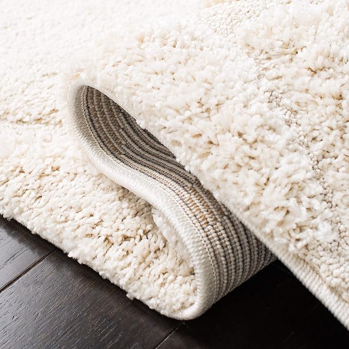 SAFAVIEH Florida Shag Collection Area Rug - 6' x 9', Cream & Cream, Scroll Design, Non-Shedding & Easy to Clean, High-Low Plush Pile, Ideal for Living Room, Bedroom, Dining Space (SG455-1111)