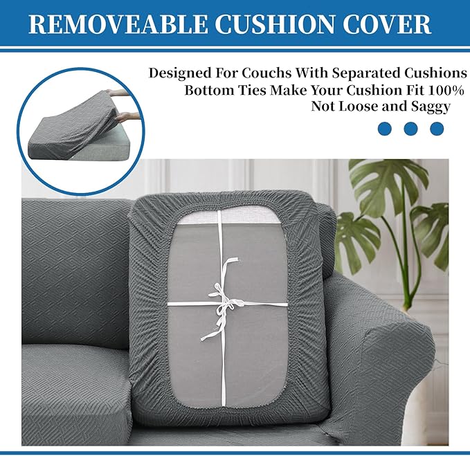 XINEAGE 2025 New 3 Pieces Couch Covers for 2 Cushion Sofa Super Stretch Loveseat Slipcover Pet Dog Universal Slip Cover Anti Slip Love Seat Furniture Protector (Light Gray, 55"-69")