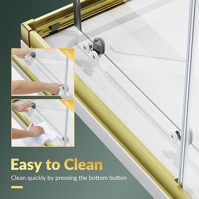 ELEGANT Corner Shower Door 36 in.D x 36 in. W x 72 in. H, Double Sliding Shower Door, Framed Corner Shower Enclosure with 1/4" Tempered Glass, Brushed Gold