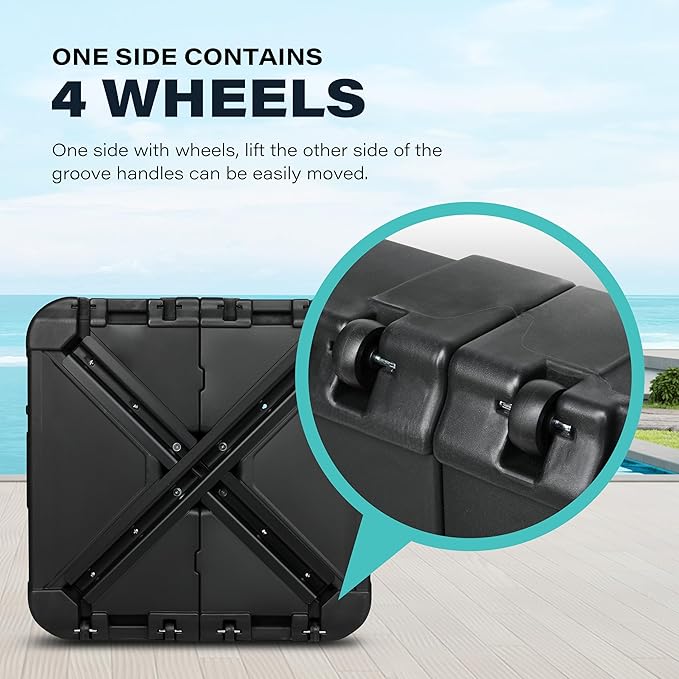Simple Deluxe Offset Patio Wheels Cantilever Umbrella Base Stand Filled with 220 Lbs Water or 410 Lbs Sand, 33"X33"X6.7", Black