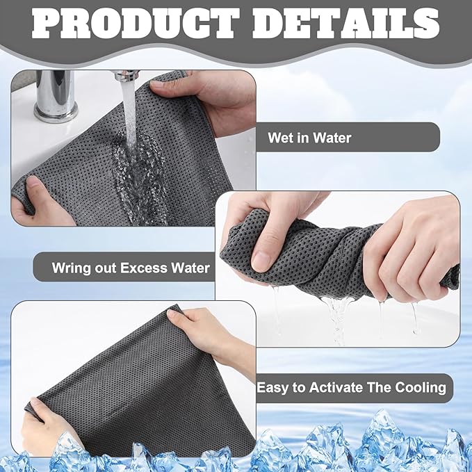 Cooling Towel Bulk - Neck & Face Cool Chilly Towels Microfiber Breathable Sport Sweat Rag for Gym, Yoga, Travel, Camping, Running, Outdoor