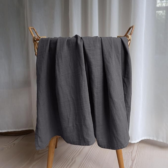 Baby Swaddle – Organic Cotton Muslin Baby Swaddles for Newborns 47” x 47” (Soft Grey)