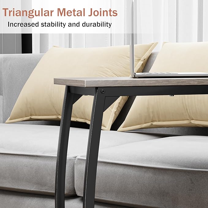 C Shaped End Table Set of 2, Side Table for Couch,Curved Support Legs, Slide Under Couch Table for Sofa, TV Tray Table for Living Room Bedroom（Lvory）