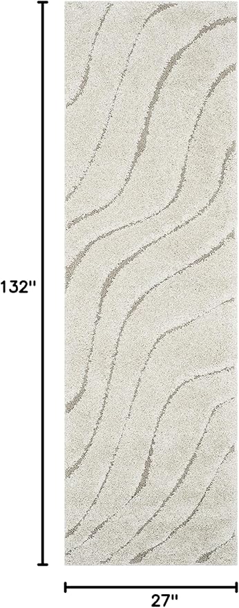 SAFAVIEH Florida Shag Collection Runner Rug - 2'3" x 11', Cream & Beige, Non-Shedding & Easy Care, 1.2-inch Thick Ideal for High Traffic Areas in Living Room, Bedroom (SG472-1113)