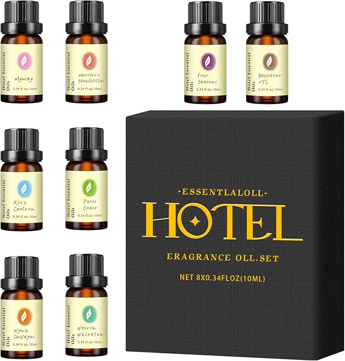 Hotel Diffuser Oil Gift Set - Inspired by The Most Popular 5-Star Hotel Scents - 10 mL, 0.34 fl oz Fragrance Oil Set - My Way, Westin White Tea and Other Luxury Hotel Scents