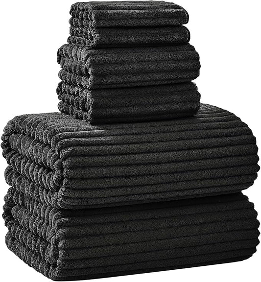 Extra Large Bath Towel Set of 6 (40"x80"),Oversized Bath Sheet Super Soft Highly Absorbent Microfibers Quick Dry Luxury Shower Towel for Bathroom Spa Gym Hotel Yoga (Black, 6Piece)