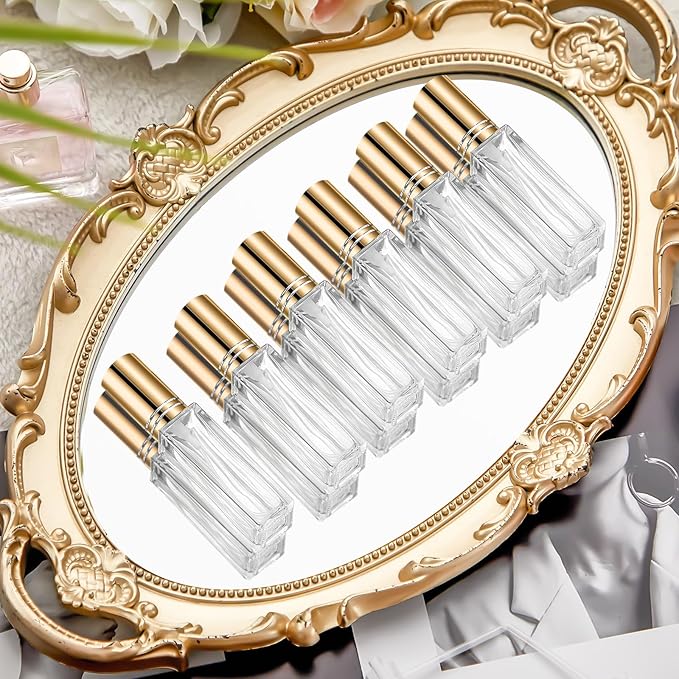 Domensi 30 Pcs 10/20/30 ml Perfume Travel Refillable Bottles Glass Spray Bottle Perfume Atomizer for Cologne Dispenser Leak-proof Fragrance Bottles Atomizer Pump Bottle Kit (Gold)
