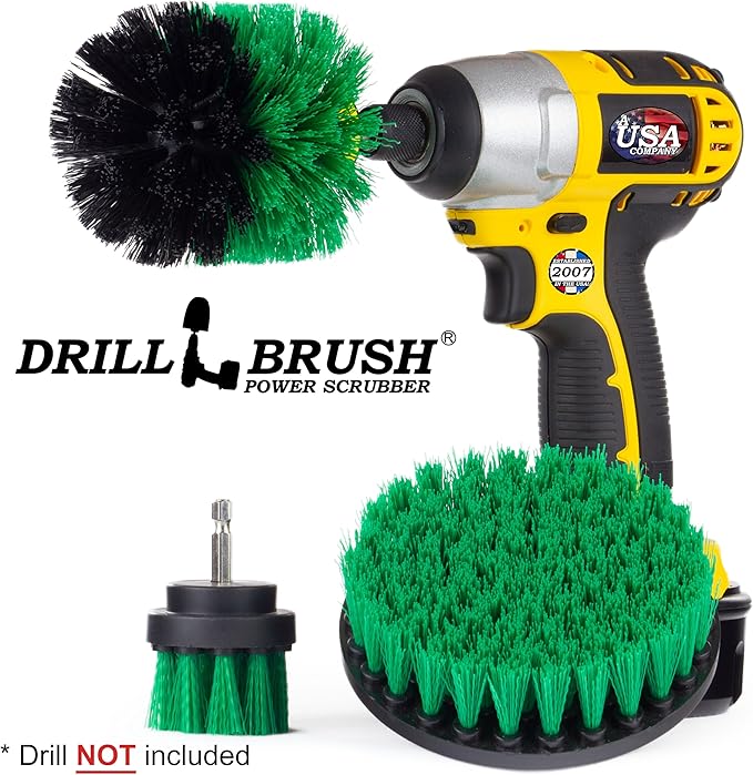 New Quick Change Shaft Bathroom Power Scrub Brush Tile and Grout Kit by Drillbrush