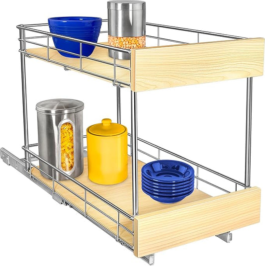 LYNK PROFESSIONAL® SELECT™ Pull Out Cabinet Organizer - 11" x 21" - Slide Out Cabinet Organizer for Kitchens - Sliding Shelves - Pull Out Drawer, Pots and Pans Storage - Lifetime Ltd Warranty - 2 Tier