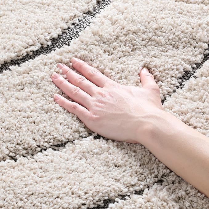 SAFAVIEH Area Rug 8x10 - Florida Shag Collection - Large - Cream & Grey, Non-Shedding & Easy Cleaning, Plush Thick Pile, Ideal for Living Room, Bedroom, Dining Space (SG472-1180)