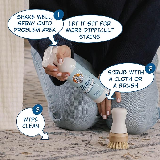 Nellie's Pet Stain & Odour Remover - Lemongrass Scented - Safe on Fabrics & Carpets - Pet-Safe & Powerful Formula - Removes Stains & Odours for a Fresher Home - Friendly Cleaner for Pet Accidents