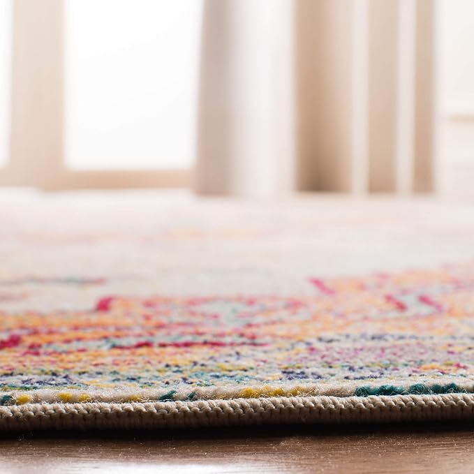 SAFAVIEH Crystal Collection Runner Rug - 2'2" x 13', Light Blue & Fuchsia, Medallion Distressed Design, Non-Shedding & Easy Care, Ideal for High Traffic Areas in Living Room, Bedroom (CRS501B)