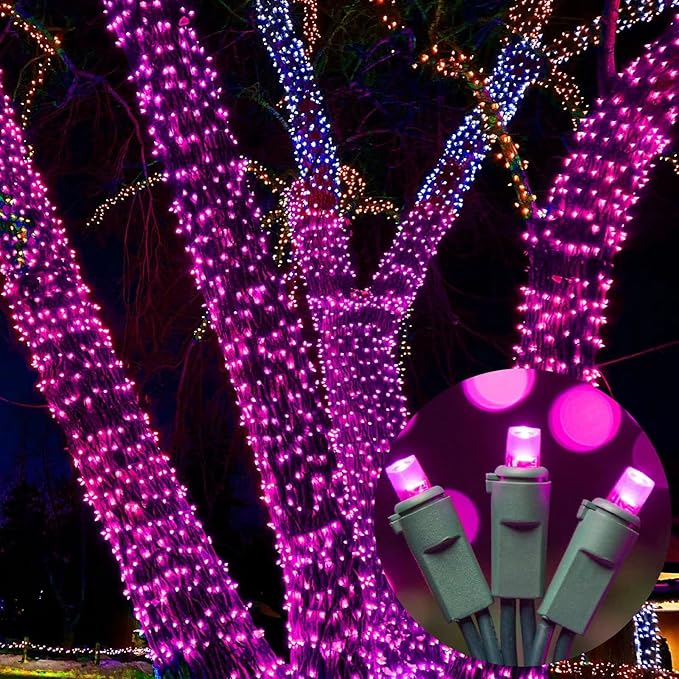 LAMPHOME 100 LED Pink Valentine Lights, 21.6ft Valentine Room Lights Green Wire, connectable Plug in Pink Christmas String Light Indoor Outdoor for Bedroom Valentines Day Party Galentine's Day Deco
