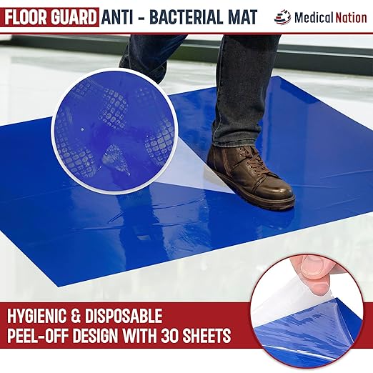 Sticky Mat - 24" x 36" - 120 Blue Sheets (Pack of 4 Mats - 30 Sheets per Mat) for Clean Rooms, Construction, Medical Facilities, Laboratories, Hospitals and Pets - Tacky Adhesive Mats