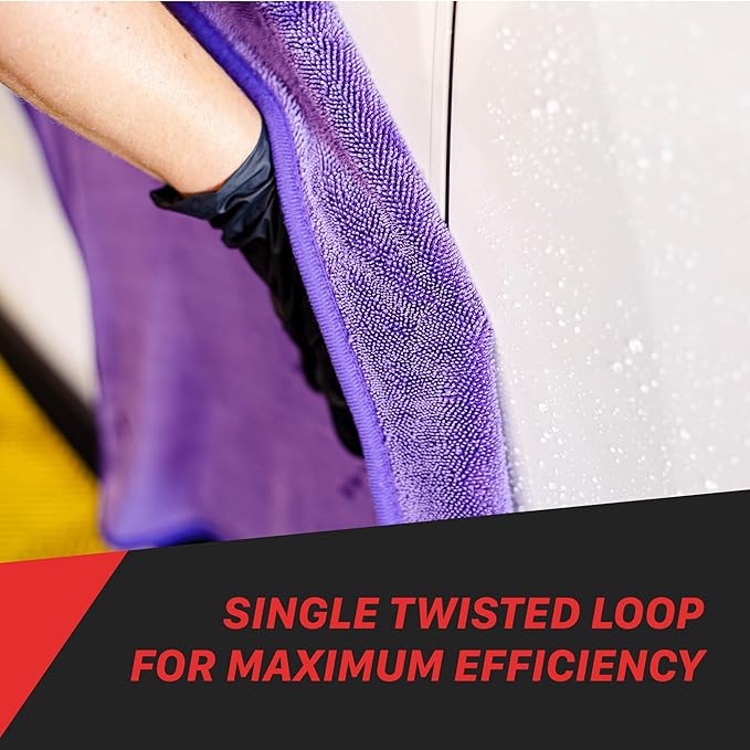 20" x 24" Universal Purple Car Drying Towel – 1200 GSM Rinse-Free Double-Sided Microfiber – Plush, Super Absorbent Towel for Car Wash & Detailing
