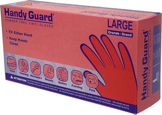 Adenna HGVF36 Handy Guard 3.5 mil Vinyl Powder Free Gloves (Translucent, Large) Box of 100