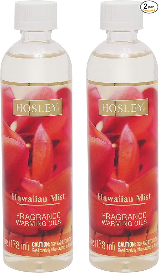 Hosley Set of 2 Hawaiian Mist Fragrance Warming Oils 6 Ounce. Ideal for spa Meditation Bathroom Settings