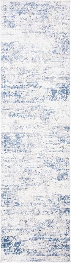 SAFAVIEH Amelia Collection Runner Rug - 2'2" x 10', Ivory & Blue, Modern Abstract Design, Non-Shedding & Easy Care, Ideal for High Traffic Areas in Living Room, Bedroom (ALA700A)