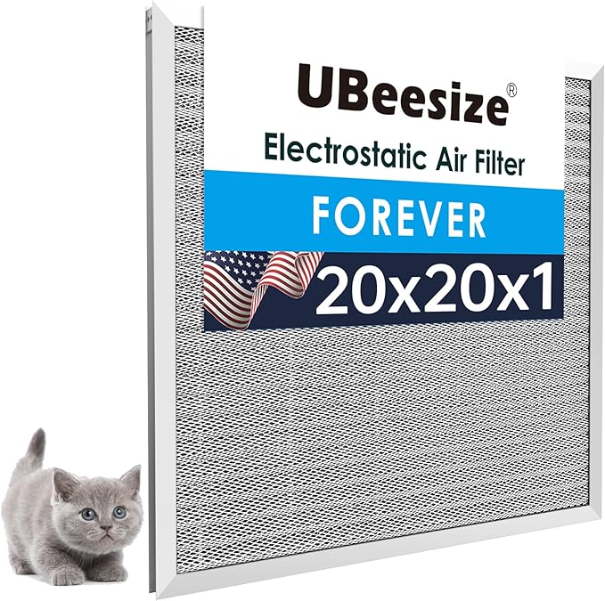 UBeesize 20x20x1 Reusable Air Filter - Washable, MERV 8,Permanent, Electrostatic & K&N HVAC Filter Cleaner: 32 Oz Spray Bottle Filter Cleaner and Refresher; Restores K&N Home