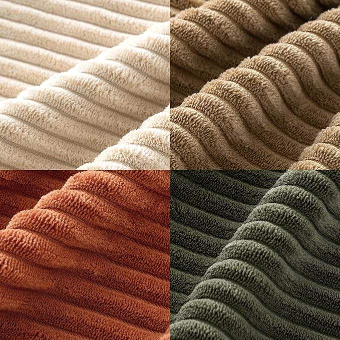 MIULEE Boho Farmhouse Throw Pillow Covers 20x20 Inch Set of 4 Western Modern Decorative Cushion Covers Soft Corduroy Home Decor for Couch Bed Sofa Living Room Rust-Olive Green Gradient Series