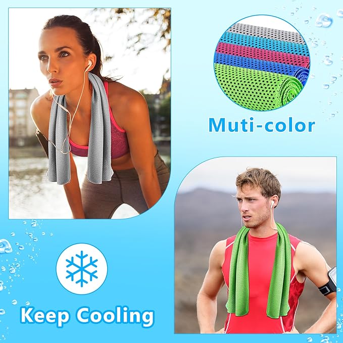 100 Pack Cooling Towels,40"x12" Ice Breathable Soft Chilly Sweat Rag Microfiber Workout Rags for Gym Cooling Towels for Neck and Face for Yoga Golf Sport Running (5 Colors)