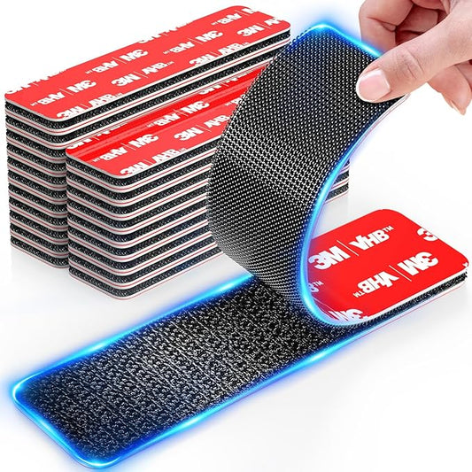 Hook and Loop Strips with Super Adhesive Heavy Duty, Made of 3M, Heat Resistant Waterproof, Outdoor or Indoor Use, 16 Sets Black 0.98x3.94 Inch