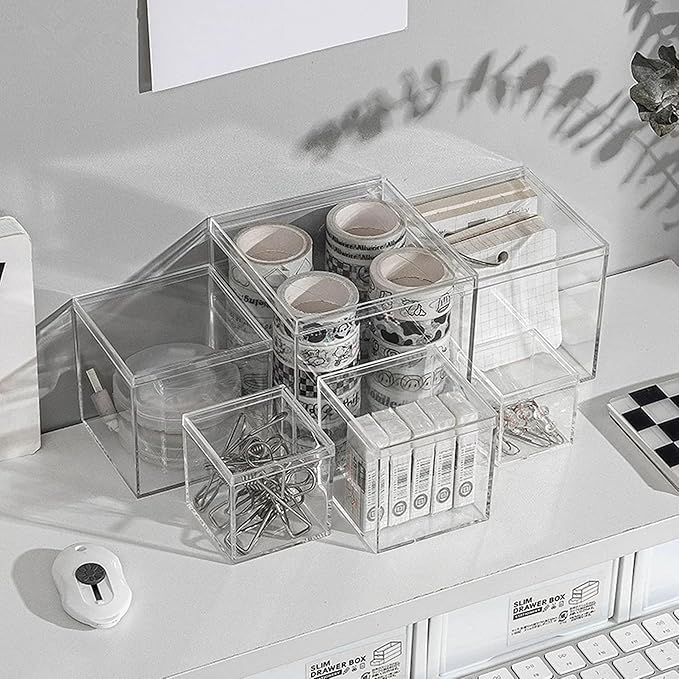 KissYou Acrylic Box Clear Storage Box with Lid, Plastic Square Cube for Display Birthday Easter Party Decoration Box