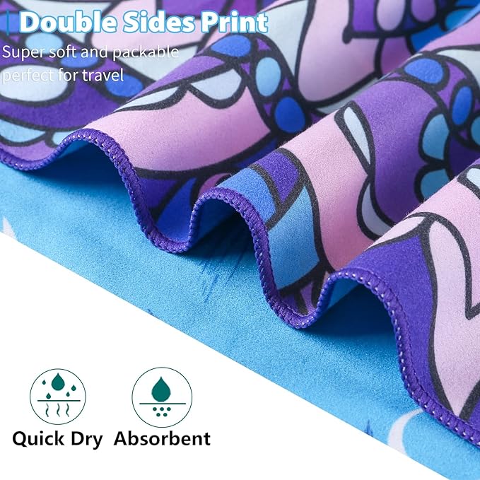 Microfiber Sand Free Beach Towel Thin Quick Dry Super Absorbent Oversized Large Lightweight Towels for Travel Sports Pool Swimming Bath Camping Yoga Girls Women Adults
