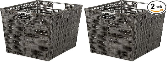 Whitmor Rattique Storage Tote Basket - Espresso (Pack of 2)