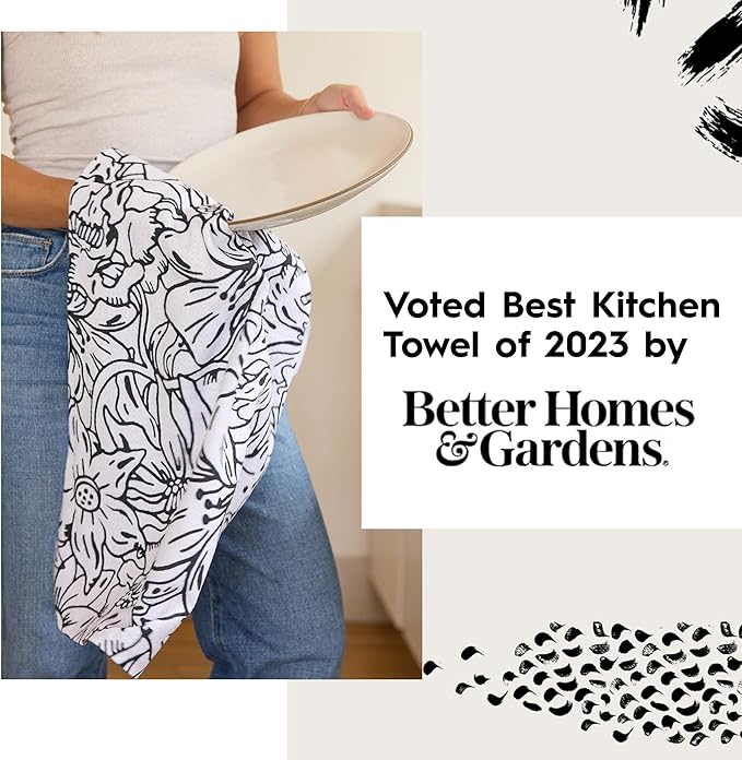 Bar Towels for Kitchen - Spring & Summer Collection - Premium Towels for Cleaning Dishes & Glassware - Absorbent & Fast Drying Kitchen Towels - Soft Floral, 12" x 14" - 1-Piece