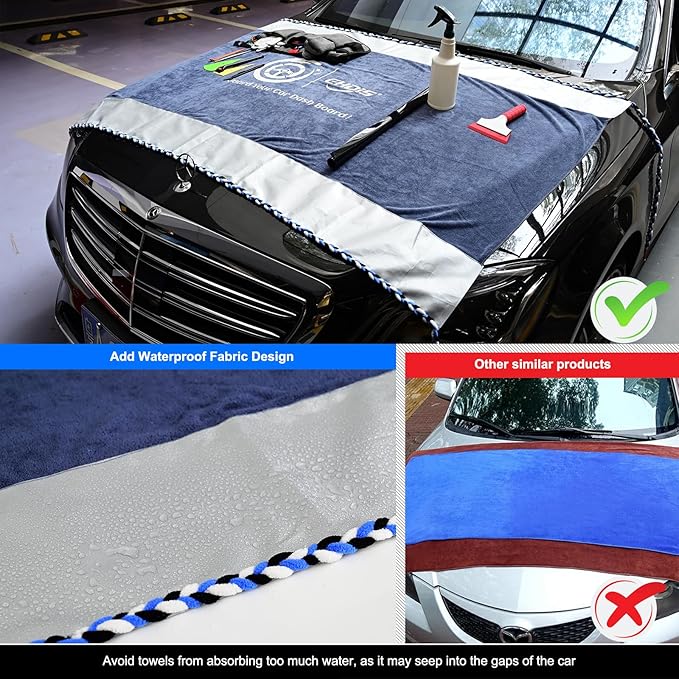 Window Tinting Dash Cover Protection,3 in 1 Super Absorbent Car Dashboard Towel Tool Soak Rope Waterproof Cloth Cover for Vehicle Windshield Dash Window Scratch Free Tint Tools