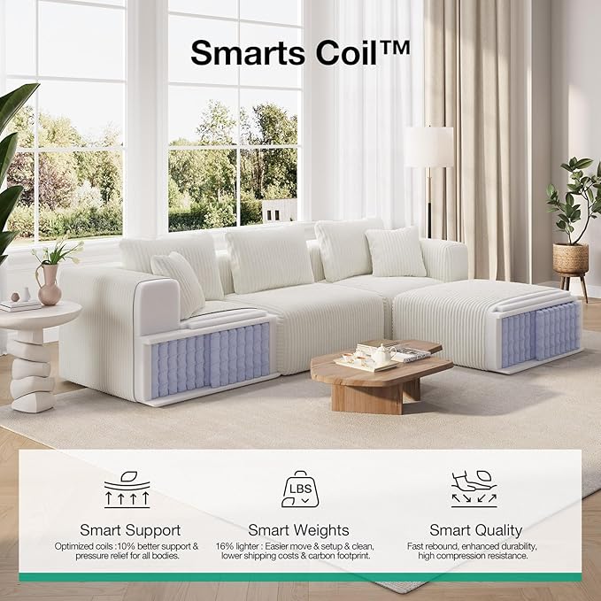 Novilla 70.8" Modular Sectional Sofa, Modern Cloud Sectional Couch with Smarts Coil® Support, Upholstered Boneless Couch for Living Room Apartments Bedroom, No Assembly Required, Beige (Loveseat)