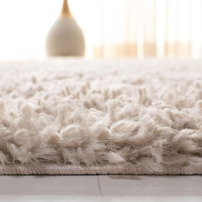 SAFAVIEH August Shag Collection Accent Rug - 2' x 5', Beige, Solid Design, Non-Shedding & Easy Care, 1.5-inch Thick Ideal for High Traffic Areas in Entryway, Living Room, Bedroom (AUG200D)