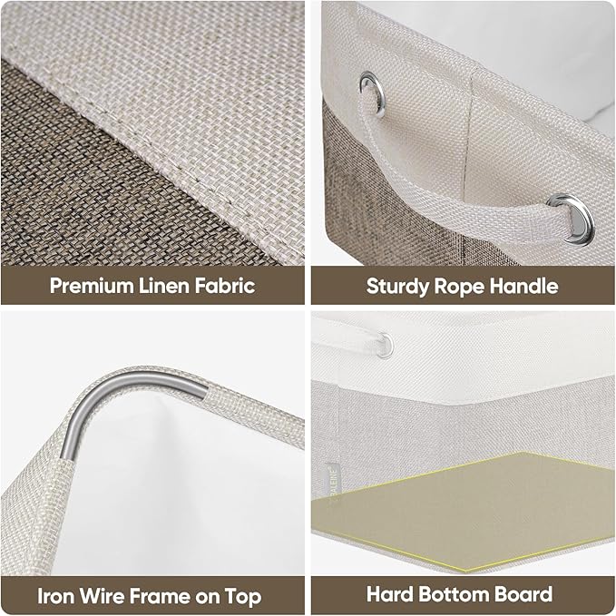 BALEINE 1 Pack Fabric Closet Storage Bins for Shelves, Linen Closet Organizers and Storage, Decorative Baskets for Organizing, Shelf, Clothes, Home, Office (Brown, 12"x8"x8")