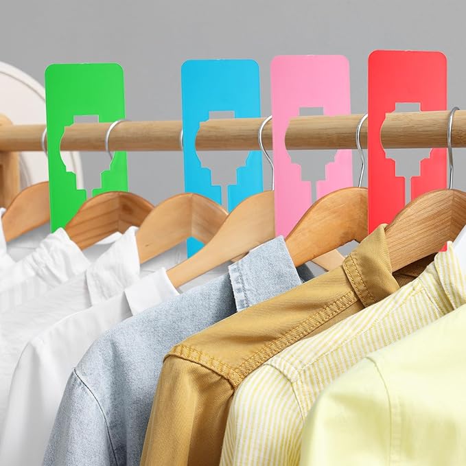 uxcell Clothes Dividers,10 Pack Rectangle Closet Rack Dividers Clothing Rack Size Dividers Blank Labels with Marker Pen Writable & Reusable for Hanging Clothes Sorting Size, Pink