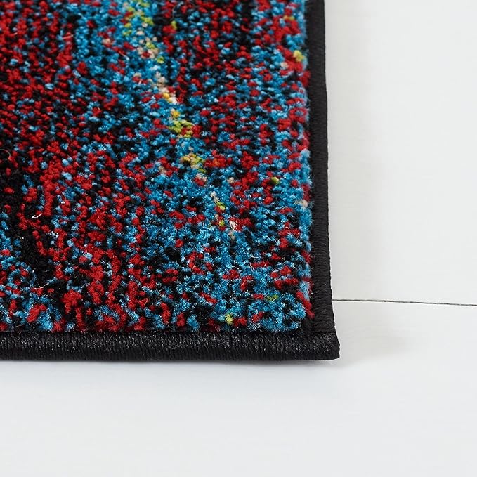 SAFAVIEH Glacier Collection 2'3" x 4' Red/Green GLA126Q Modern Abstract Non-Shedding Living Room Bedroom Accent Rug