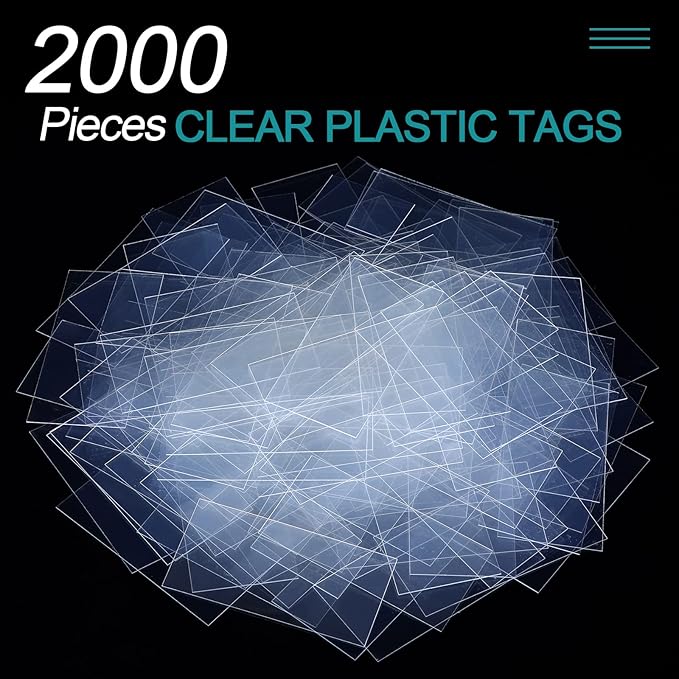 2000 Pcs Clear Plastic Tags Shelf Label Holders Price Tag Paper Label Holders for Storage Bins and Shelves, Transparent Basket Bin Labels Display Label Holder for Classroom Office Shop