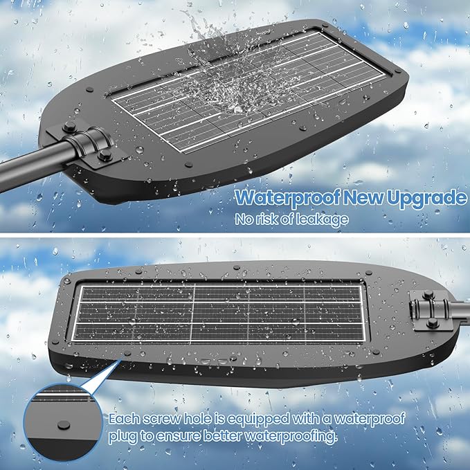 TENKOO Solar Street Lights Outdoor 6000W Solar Parking Lot Lights, 350000 Lumen Street Light with Motion Sensor LED Wide Angle Lamp Waterproof IP67 Commercial Lighting for Yard