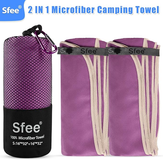 2 Pack Microfiber Travel Towel, Quick Dry Towel Camping Beach Towel Super Absorbent Compact Lightweight Sports Gym Towels Set for Beach, Gym, Hiking, Pool, Backpacking, Bath, Yoga