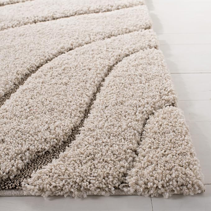 SAFAVIEH Florida Shag Collection Runner Rug - 2'3" x 9', Cream & Beige, Non-Shedding & Easy Care, 1.2-inch Thick Ideal for High Traffic Areas in Living Room, Bedroom (SG472-1113)