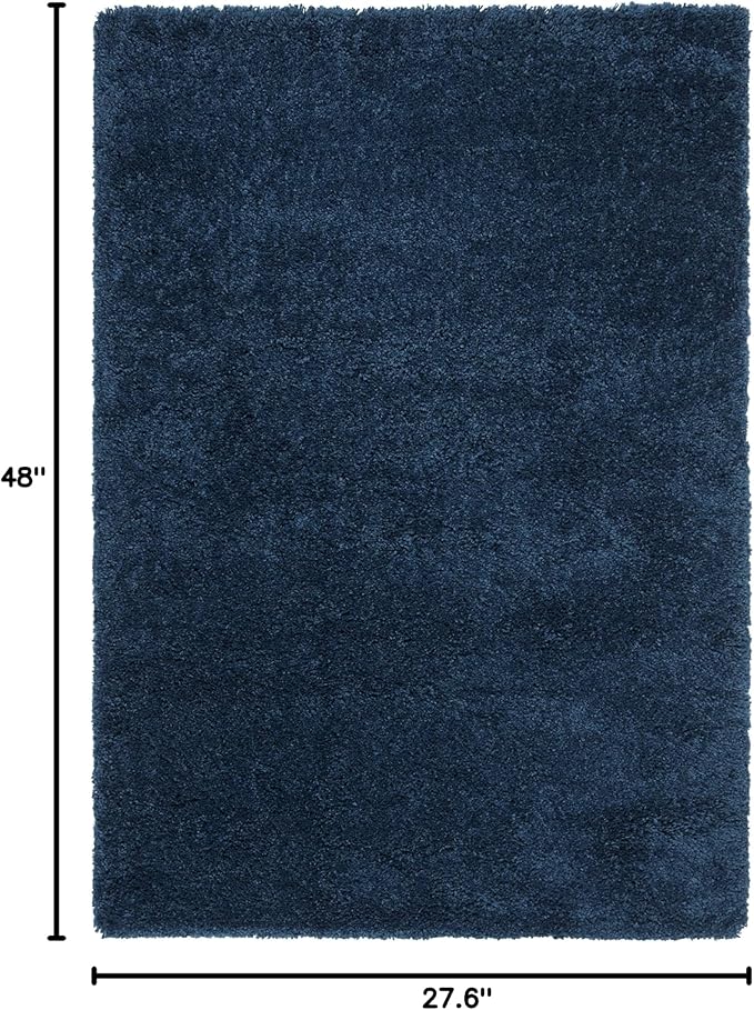 SAFAVIEH Fontana Shag Collection Accent Rug - 2'3" x 4', Blue, Solid Design, Non-Shedding & Easy Care, 2-inch Thick Ideal for High Traffic Areas in Entryway, Living Room, Bedroom (FNT800M)