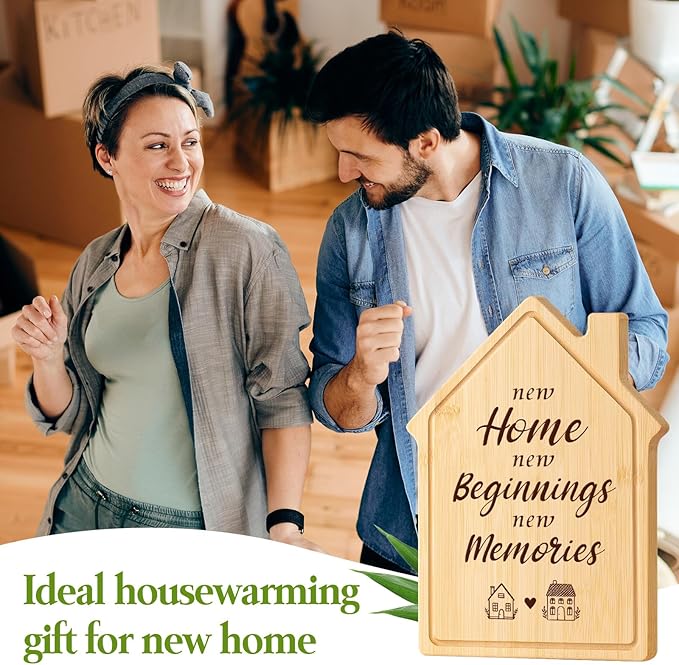 Craftique House Warming Gifts New Home, New Home Cutting Board Essential/Gift Ideas, House-Shape, House/Kitchen/First Apartment Essential, Housewarming Gifts for Women/Men/Couple/New Homeowner