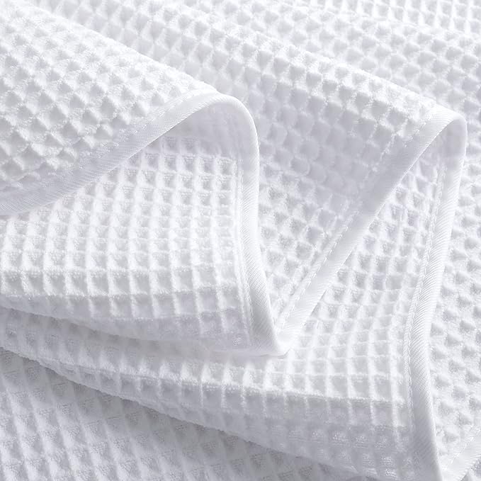 430 GSM Microfiber Oversize Quick Dry Lint Free Bath Towel, 60 x 30 in, 4 Pack (Waffle Weave)