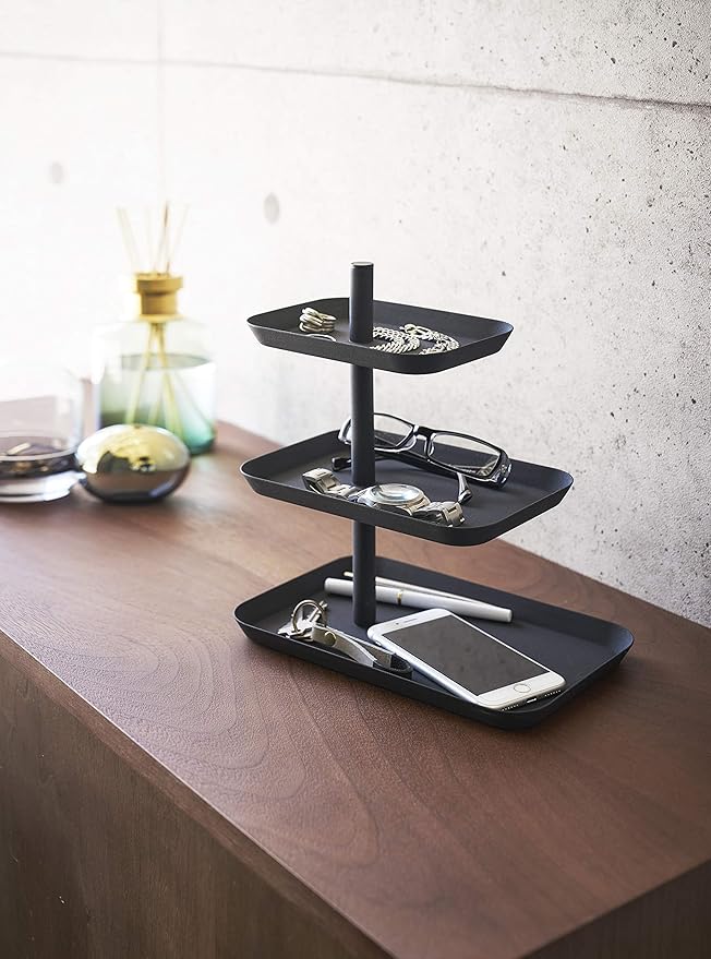 YAMAZAKI Home Tower 3-Tier Accessory Tray - Jewelry Holder & Storage Organizer - Steel