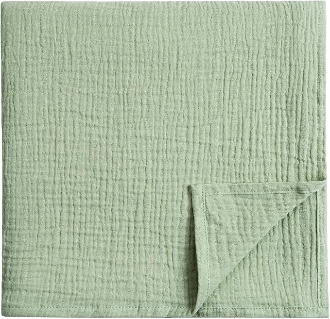Meracorallo Muslin Swaddle Blanket, 100% Cotton Receiving Blanket Soft and Breathable Swaddle Wrap for Baby Boys and Girls, Sage Green