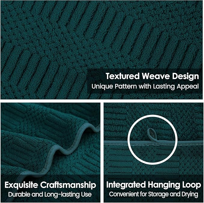 Microfier Bath Towels Set of 2, Large Microfier Body Towel for Adult, 30" x 60", Oversized, Soft, Super Absorbent, Fast Drying, Use for Sauna,Gym,Sport, Fitness, Yoga, Diamond Cross Grid Teal