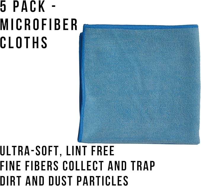 Taski Diversey D7524120 MyMicro Commercial Microfiber Cleaning Cloth, Bulk Cleaning Towels for Housekeeping - Reusable & Lint Free - Large 14 Inch x 14 Inch, Blue, Pack of 5