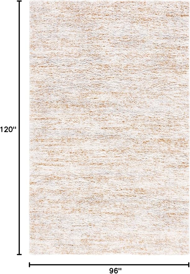SAFAVIEH Area Rug 8x10 - Berber Shag Collection - Large - Ivory & Light Gold, Modern Design, Non-Shedding & Easy Cleaning, Plush Thick Pile, Ideal for Living Room, Bedroom, Dining Space (BER563D)