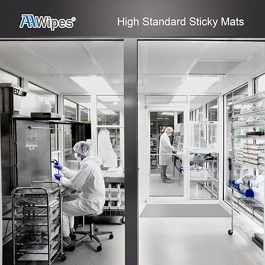 AAwipes Sticky Mat Tacky Pads Adhesive 24" x 36" 5 Packs, 30 Sheets/Packs, 150 Sheets Total Grey Cleanroom Floor Mats Remove Dirt for Laboratory Construction Hospital Shoes